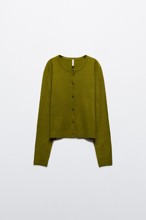 

Кардиган с круглым вырезом, Зеленый, Кардиган с круглым вырезом