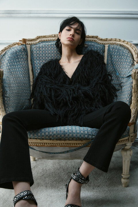 

Кардиган без застежки с бахромой, Черный, Кардиган без застежки с бахромой