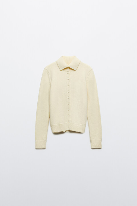 

Кардиган укороченный со стойкой, Молочный, Кардиган укороченный со стойкой