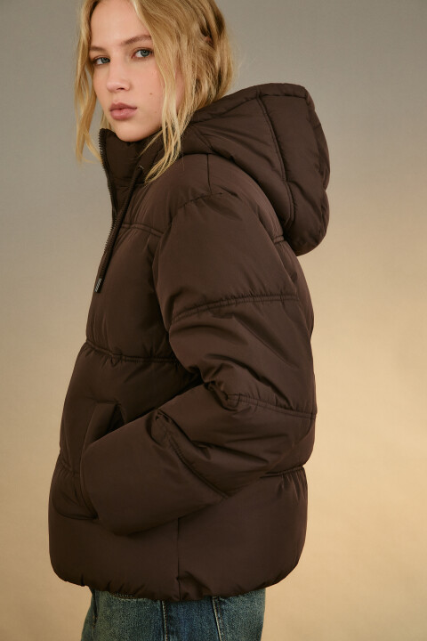 

Куртка стеганая с капюшоном, Коричневый, Куртка стеганая с капюшоном