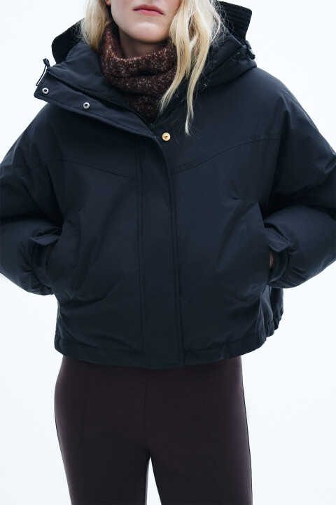 

Куртка короткая с капюшоном, Черный, Куртка короткая с капюшоном