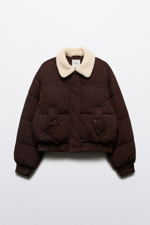 

Куртка-бомбер стеганая вельветовая, Коричневый, Куртка-бомбер стеганая вельветовая