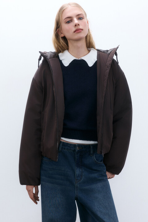 

Куртка утепленная с капюшоном, Молочный, Куртка утепленная с капюшоном