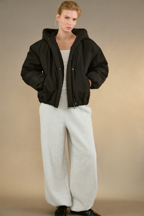 

Куртка укороченная с капюшоном, Черный, Куртка укороченная с капюшоном