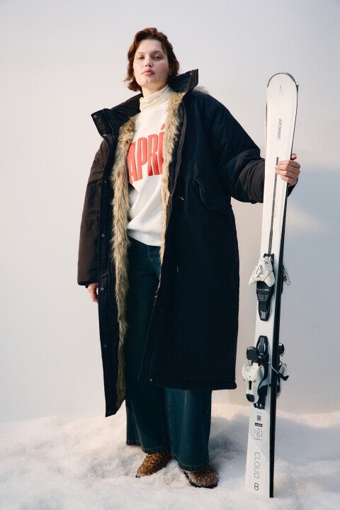 

Куртка-парка удлиненная с опушкой, Черный, Куртка-парка удлиненная с опушкой