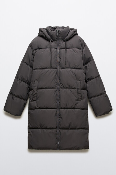 

Куртка длинная стеганая с капюшоном, Серый, Куртка длинная стеганая с капюшоном