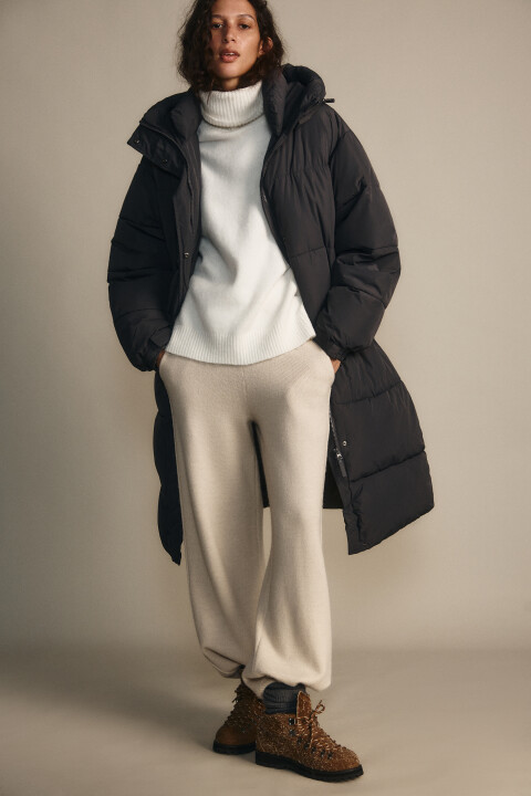 

Пальто стеганое с теплым капюшоном, Бежевый, Пальто стеганое с теплым капюшоном