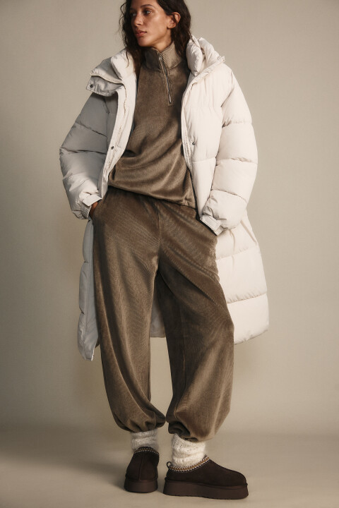 

Пальто стеганое с теплым капюшоном, Бежевый, Пальто стеганое с теплым капюшоном