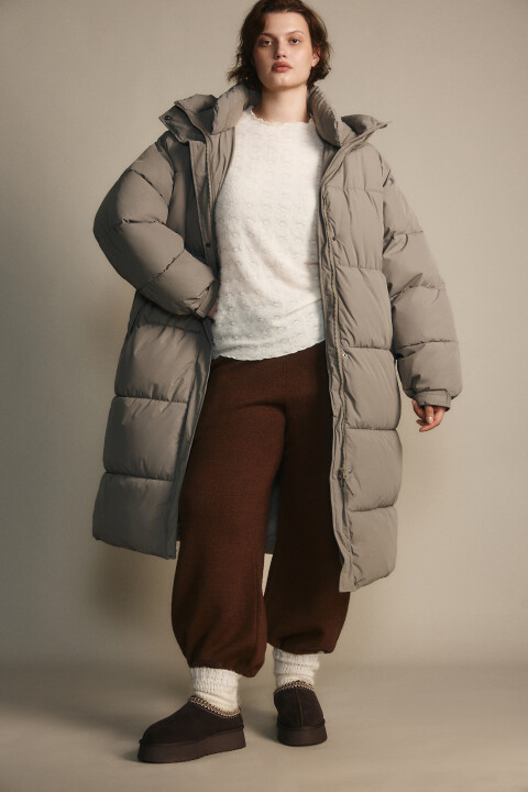 

Пальто стеганое с теплым капюшоном, Бежевый, Пальто стеганое с теплым капюшоном