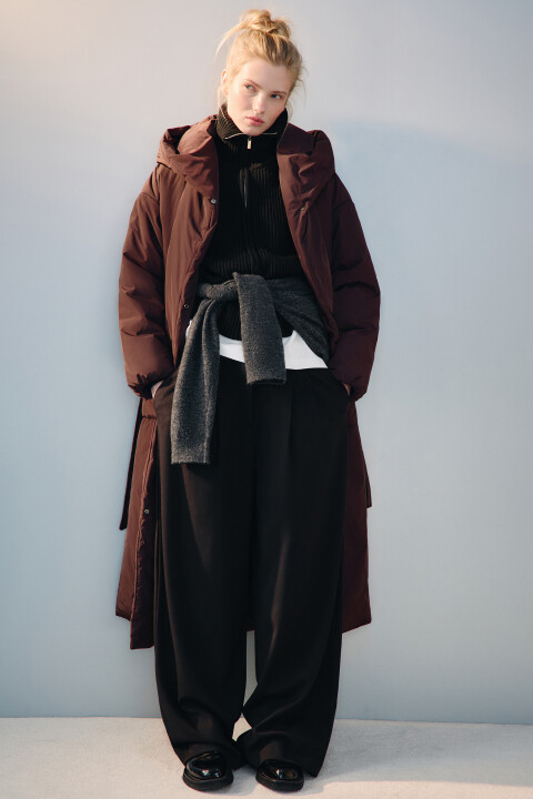 

Пальто на утеплителе с поясом, Коричневый, Пальто на утеплителе с поясом