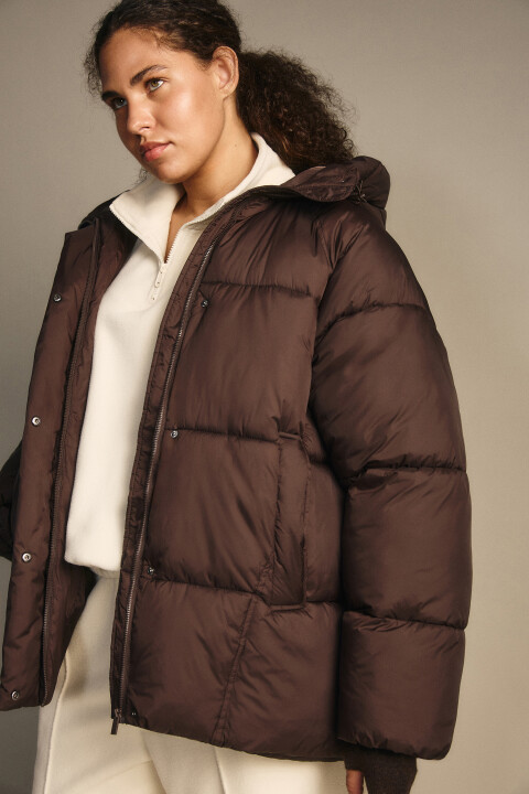 

Куртка короткая стеганая с капюшоном, Коричневый, Куртка короткая стеганая с капюшоном