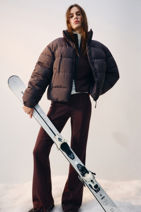 

Куртка короткая стеганая со стойкой, Коричневый, Куртка короткая стеганая со стойкой