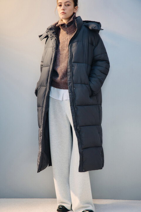 

Пальто стеганое с капюшоном, Серый, Пальто стеганое с капюшоном