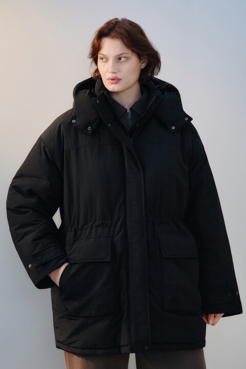

Куртка-парка с капюшоном, Черный, Куртка-парка с капюшоном
