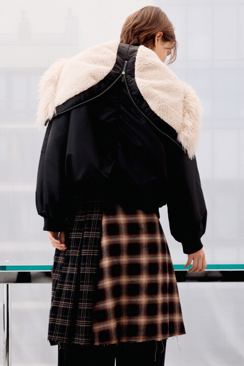 

Куртка-бомбер с широким воротником, Черный, Куртка-бомбер с широким воротником