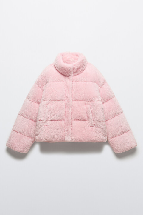 

Куртка стеганая с меховой фактурой, Розовый, Куртка стеганая с меховой фактурой