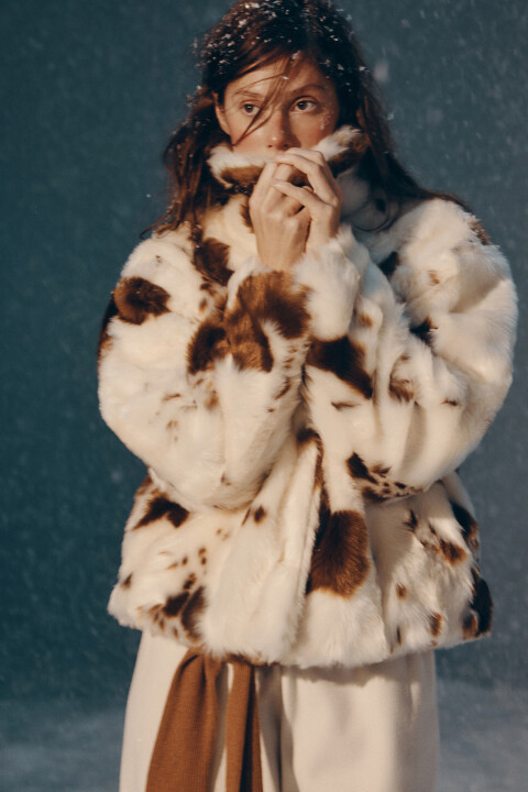 

Куртка из меха с коровьим принтом, Мультиколор, Куртка из меха с коровьим принтом