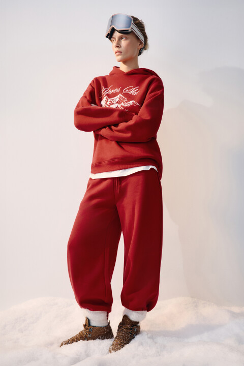 

Брюки спортивные из футера с начесом, Красный, Брюки спортивные из футера с начесом