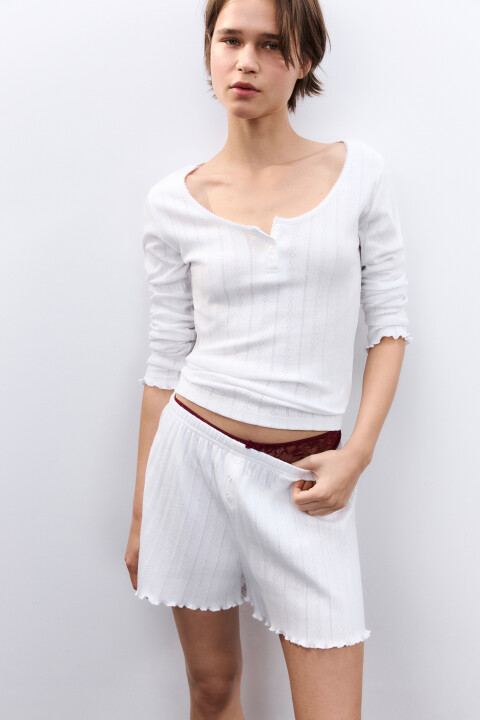 

Шорты домашние с волнистыми краями, Ванильный, Шорты домашние с волнистыми краями