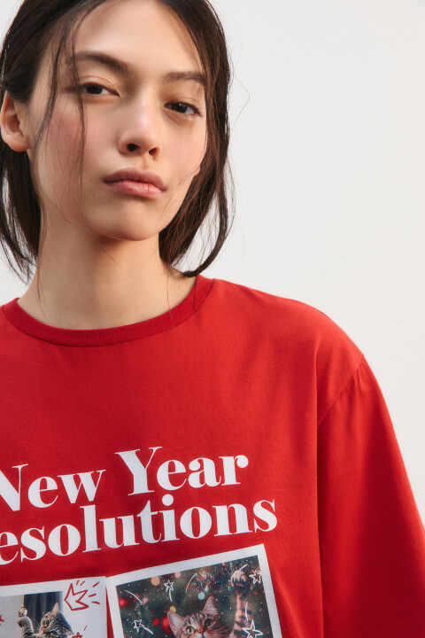 

Платье-футболка домашнее с принтом, Красный, Платье-футболка домашнее с принтом