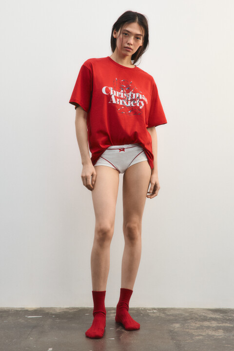 

Футболка с рождественским принтом, Белый, Футболка с рождественским принтом