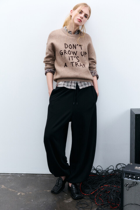 

Брюки-джоггеры из футера, Черный, Брюки-джоггеры из футера