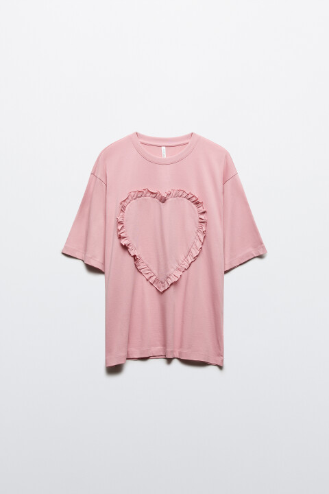 

Футболка с сердцем из оборок, Розовый, Футболка с сердцем из оборок