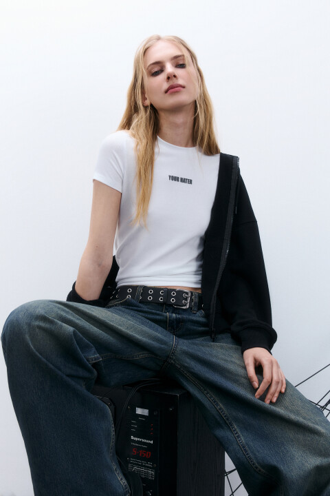 

Футболка облегающая с надписью, Белый, Футболка облегающая с надписью