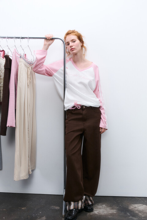 

Лонгслив-джерси с кружевными лампасами, Розовый, Лонгслив-джерси с кружевными лампасами