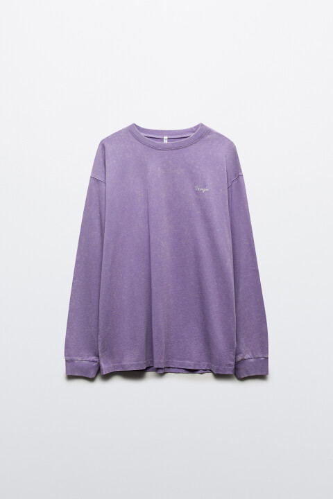 

Лонгслив oversize с вареным эффектом, Сиреневый, Лонгслив oversize с вареным эффектом