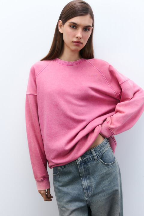 

Свитшот утепленный с вареным эффектом, Розовый, Свитшот утепленный с вареным эффектом