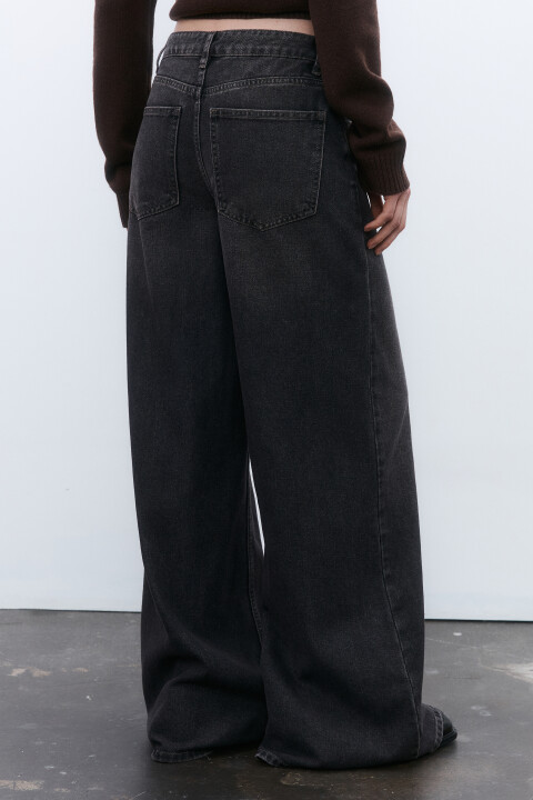 

Джинсы широкие со средней посадкой, Серый, Джинсы широкие со средней посадкой