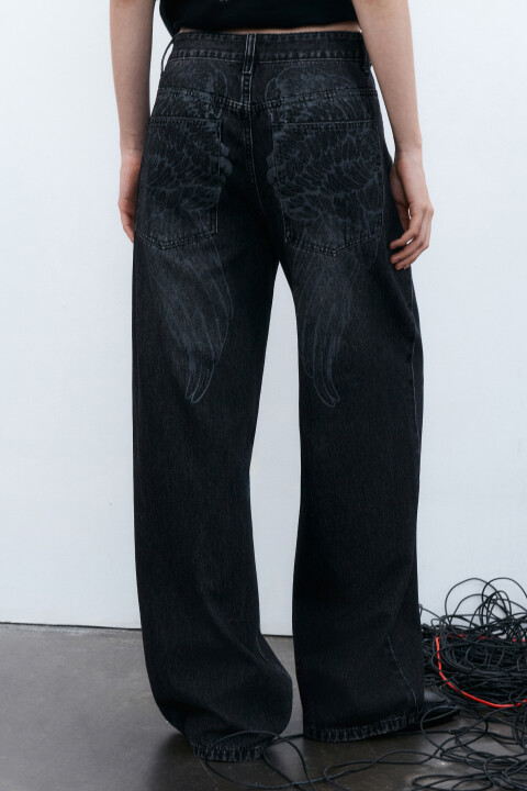 

Джинсы baggy fit с принтом, Серый, Джинсы baggy fit с принтом