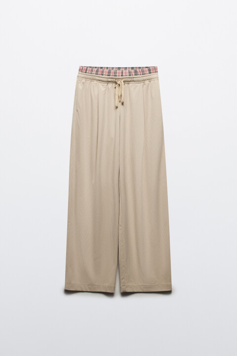 

Брюки на завязках с бельевым поясом, Бежевый, Брюки на завязках с бельевым поясом