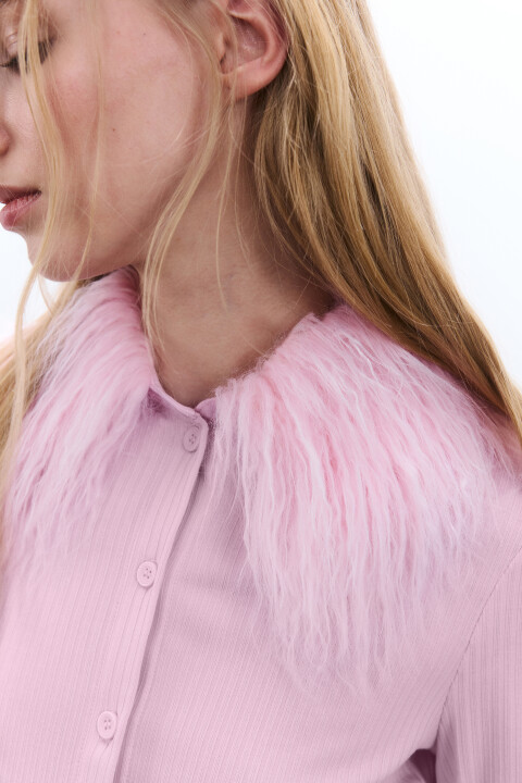 

Джемпер на пуговицах с пушистой отделкой, Розовый, Джемпер на пуговицах с пушистой отделкой