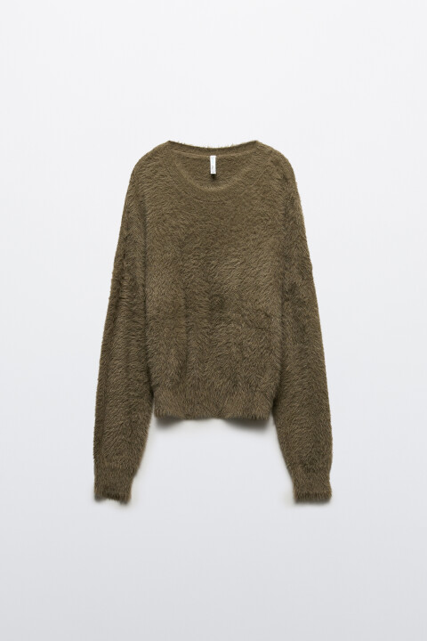 

Джемпер вязаный пушистый, Коричневый, Джемпер вязаный пушистый