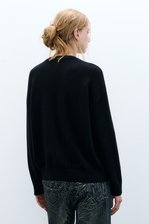 

Джемпер вязаный с надписью, Черный, Джемпер вязаный с надписью