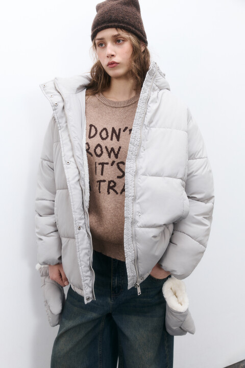 

Куртка стеганая с капюшоном и рукавицами, Розовый, Куртка стеганая с капюшоном и рукавицами