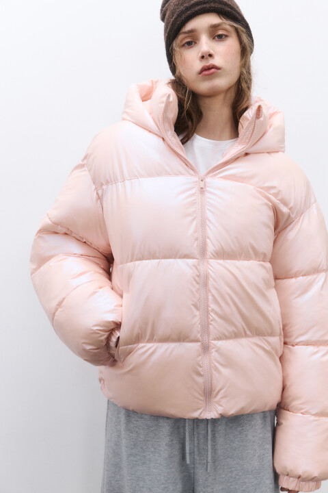 

Куртка стеганая из блестящей ткани, Розовый, Куртка стеганая из блестящей ткани