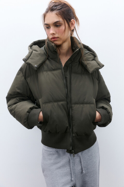 

Куртка укороченная с капюшоном, Черный, Куртка укороченная с капюшоном