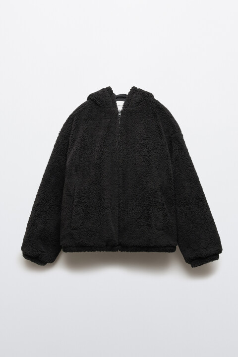 

Куртка плюшевая с капюшоном и ушками, Черный, Куртка плюшевая с капюшоном и ушками