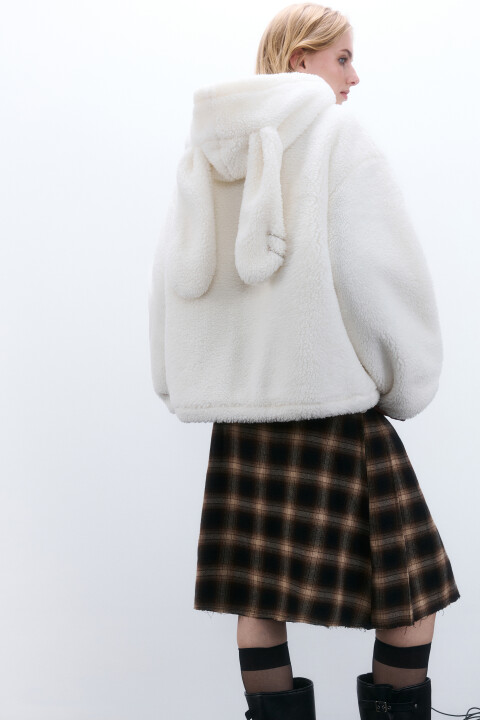 

Куртка плюшевая с капюшоном и ушками, Молочный, Куртка плюшевая с капюшоном и ушками