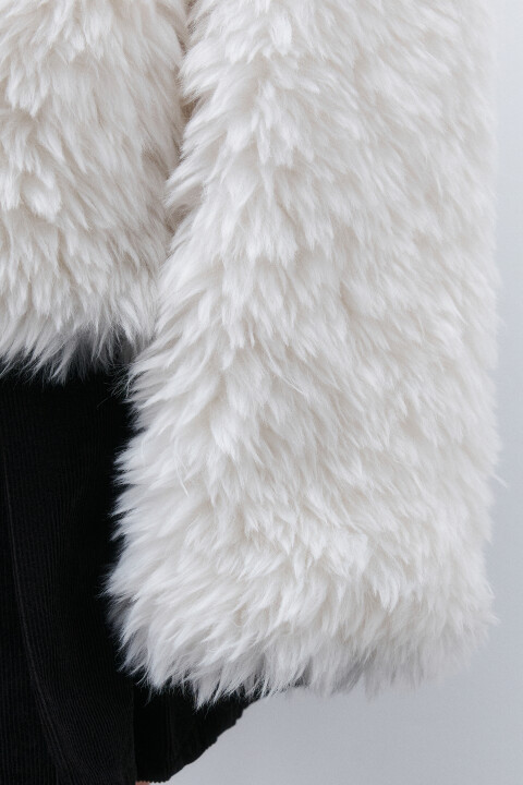 

Куртка на молнии с длинным ворсом, Молочный, Куртка на молнии с длинным ворсом