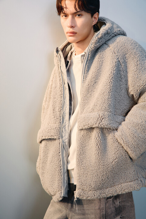 

Куртка плюшевая с капюшоном, Серый, Куртка плюшевая с капюшоном