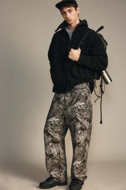 

Брюки широкие с принтом, Зеленый, Брюки широкие с принтом