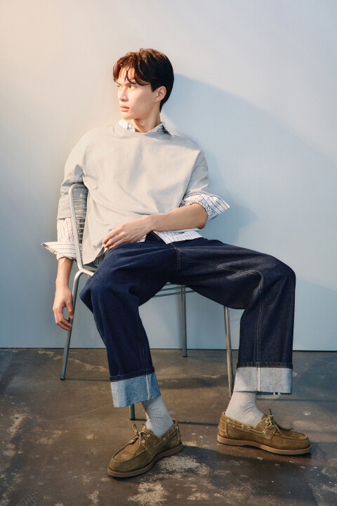 

Джинсы прямые с подворотами, Синий, Джинсы прямые с подворотами