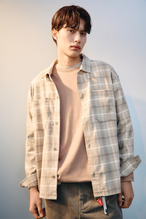 

Рубашка-овершот в клетку, Серый, Рубашка-овершот в клетку