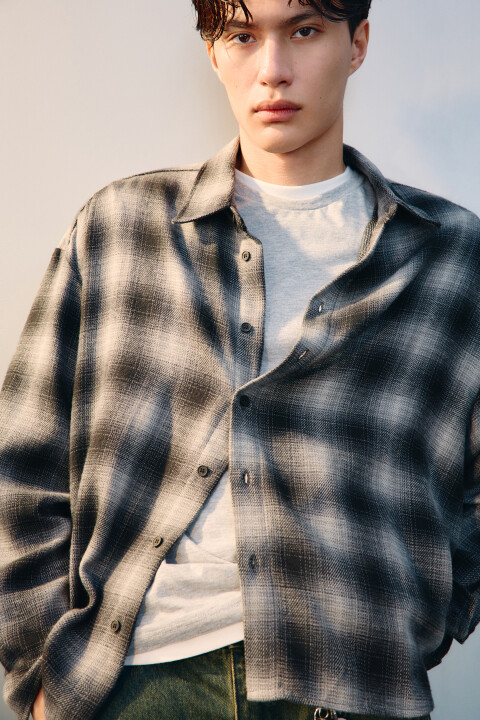 

Рубашка теплая в клетку, Черный, Рубашка теплая в клетку