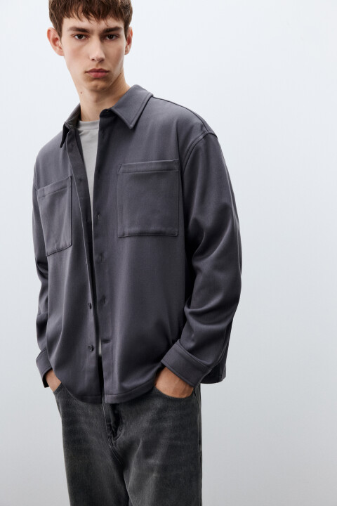 

Рубашка плотная с карманами, Серый, Рубашка плотная с карманами