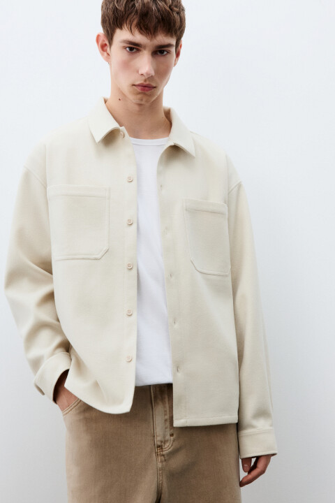 

Рубашка теплая с карманами, Молочный, Рубашка теплая с карманами